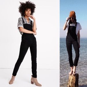Madewell Skinny Overalls Lunar Wash, Black Denim, Small